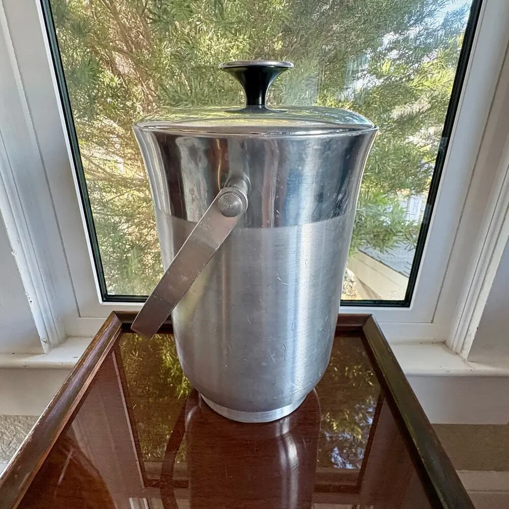Vintage Italian Aluminum Champagne Ice Bucket Large Barware